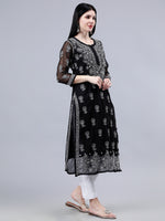 Load image into Gallery viewer, Seva Chikan Hand Embroidered Georgette Lucknowi Chikankari Kurta With Inner
