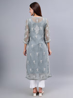 Load image into Gallery viewer, Seva Chikan Hand Embroidered Georgette Lucknowi Chikankari Kurta With Inner
