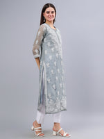 Load image into Gallery viewer, Seva Chikan Hand Embroidered Georgette Lucknowi Chikankari Kurta With Inner
