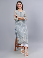 Load image into Gallery viewer, Seva Chikan Hand Embroidered Georgette Lucknowi Chikankari Kurta With Inner
