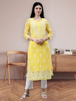 Load image into Gallery viewer, Seva Chikan Hand Embroidered Georgette Lucknowi Chikankari Kurta With Inner
