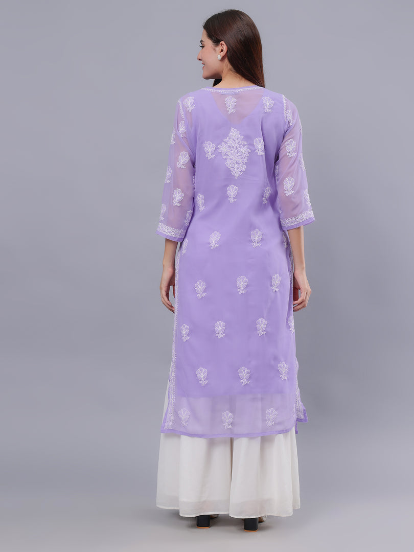 Seva Chikan Hand Embroidered Georgette Lucknowi Chikankari Kurta With Inner