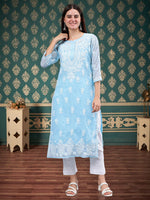 Load image into Gallery viewer, Seva Chikan Hand Embroidered Georgette Lucknowi Chikankari Kurta With Inner
