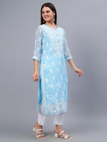 Load image into Gallery viewer, Seva Chikan Hand Embroidered Georgette Lucknowi Chikankari Kurta With Inner
