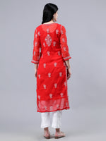 Load image into Gallery viewer, Seva Chikan Hand Embroidered Georgette Lucknowi Chikankari Kurta With Inner
