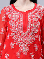 Load image into Gallery viewer, Seva Chikan Hand Embroidered Georgette Lucknowi Chikankari Kurta With Inner
