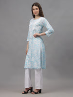 Load image into Gallery viewer, Seva Chikan Hand Embroidered Blue Mal-Mal Lucknowi Chikankari Kurta-SCL4582
