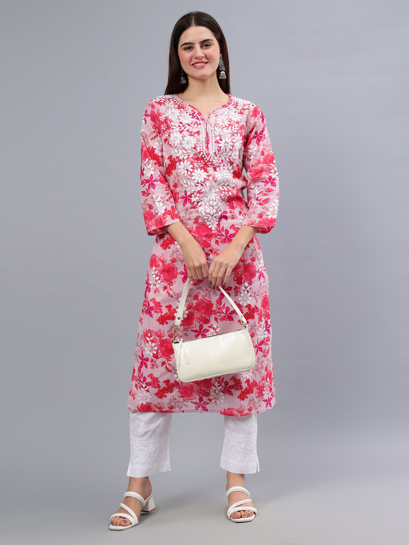 Seva Chikan Hand Embroidered Mal Mal Lucknowi Chikankari Kurta