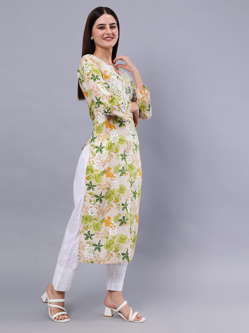 Seva Chikan Hand Embroidered Mal Mal Lucknowi Chikankari Kurta