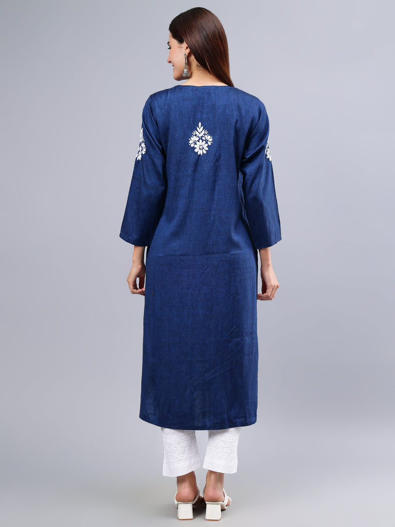 Seva Chikan Hand Embroidered Rayon Lucknowi Chikankari Kurta