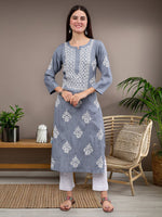 Load image into Gallery viewer, Seva Chikan Hand Embroidered Rayon Lucknowi Chikankari Kurta
