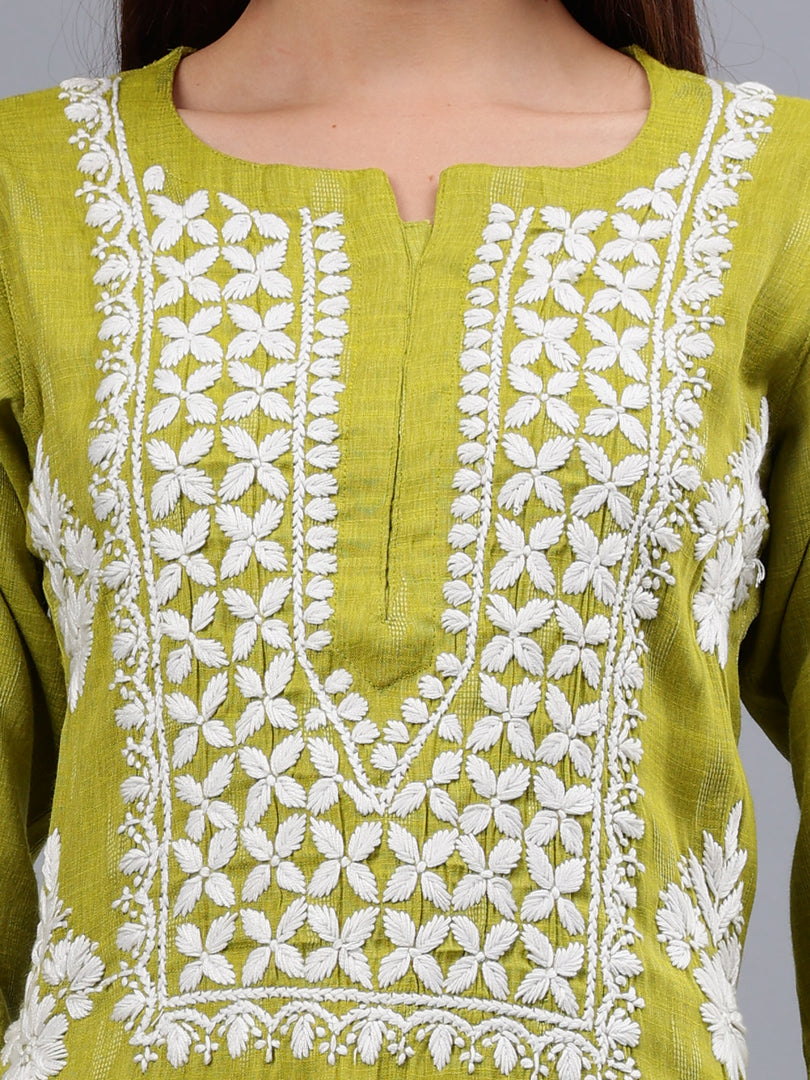 Seva Chikan Hand Embroidered Rayon Lucknowi Chikankari Kurta