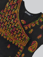 Load image into Gallery viewer, Seva Chikan Hand Embroidered Black Cotton Lucknowi Chikankari Kurta-4626
