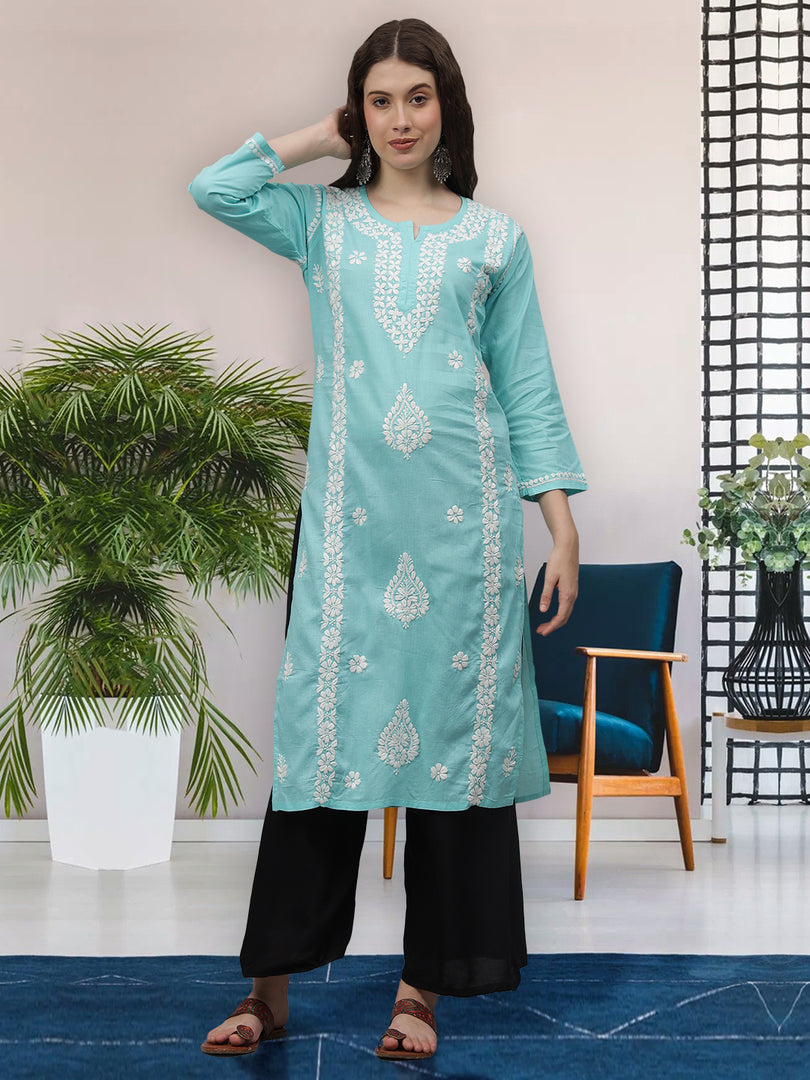 Seva Chikan Hand Embroidered Cotton Lucknowi Chikankari Kurta