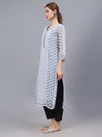 Load image into Gallery viewer, Seva Chikan Hand Embroidered Georgette Lucknowi Chikankari Kurta With Inner
