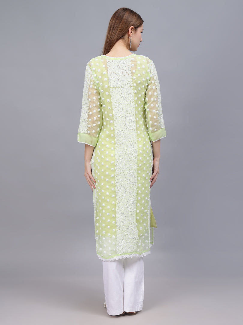 Seva Chikan Hand Embroidered Georgette Lucknowi Chikankari Kurta With Inner