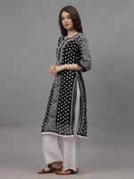 Load image into Gallery viewer, Seva Chikan Hand Embroidered Georgette Lucknowi Chikankari Kurta With Inner
