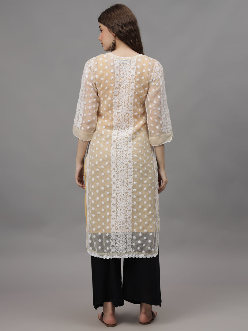 Seva Chikan Hand Embroidered Georgette Lucknowi Chikankari Kurta With Inner