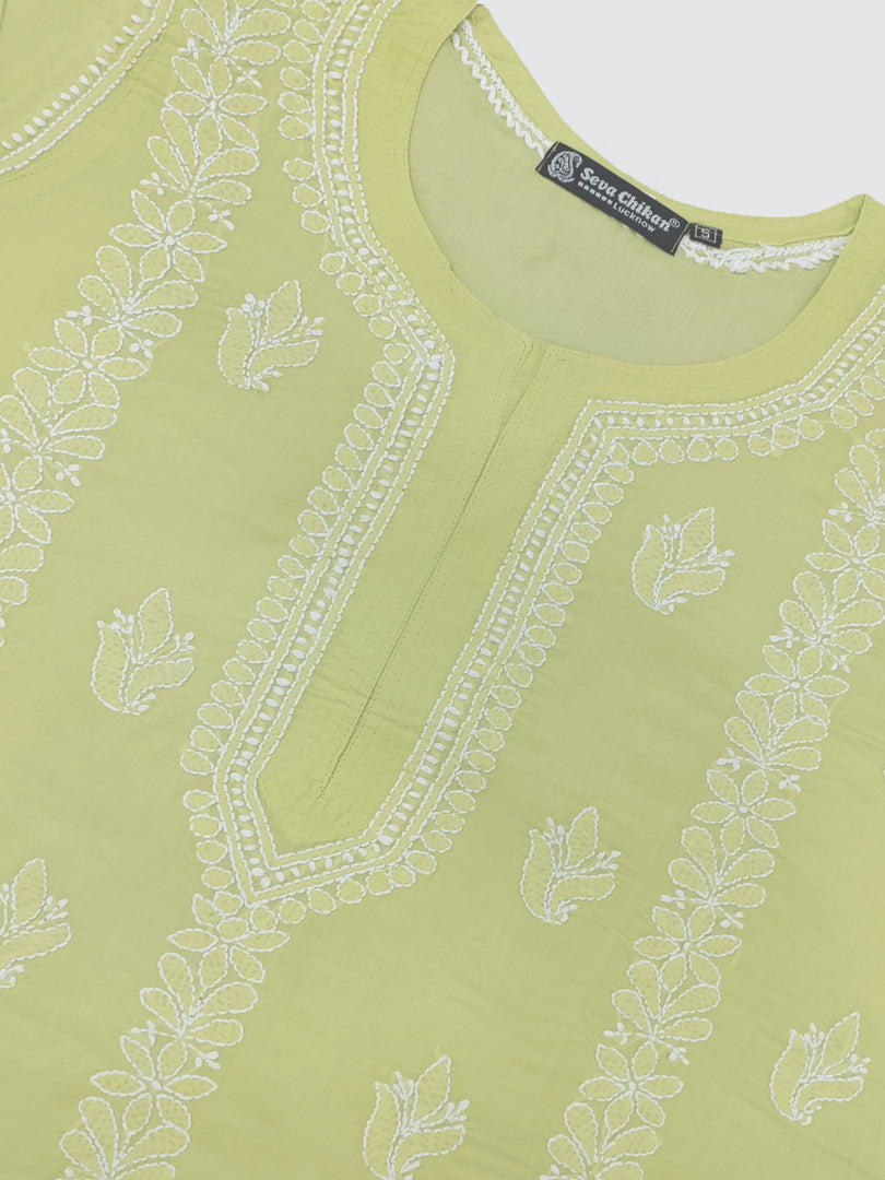 Seva Chikan Hand Embroidered Terivoil Cotton Lucknowi Chikankari Kurta