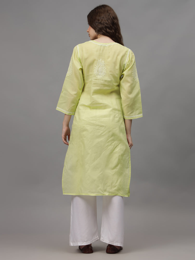 Seva Chikan Hand Embroidered Terivoil Cotton Lucknowi Chikankari Kurta