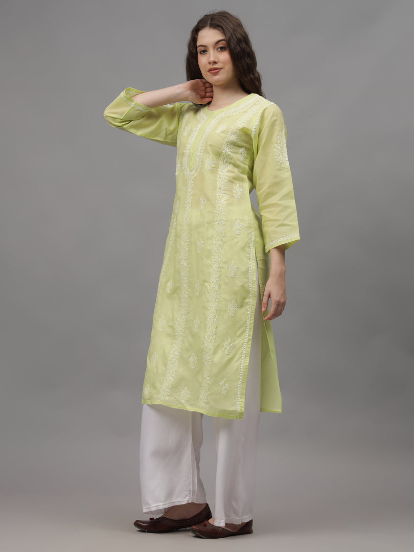 Seva Chikan Hand Embroidered Terivoil Cotton Lucknowi Chikankari Kurta