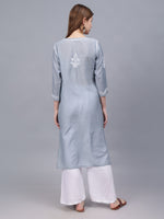 Load image into Gallery viewer, Seva Chikan Hand Embroidered Chanderi Lucknowi Chikankari Kurta
