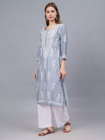 Load image into Gallery viewer, Seva Chikan Hand Embroidered Chanderi Lucknowi Chikankari Kurta
