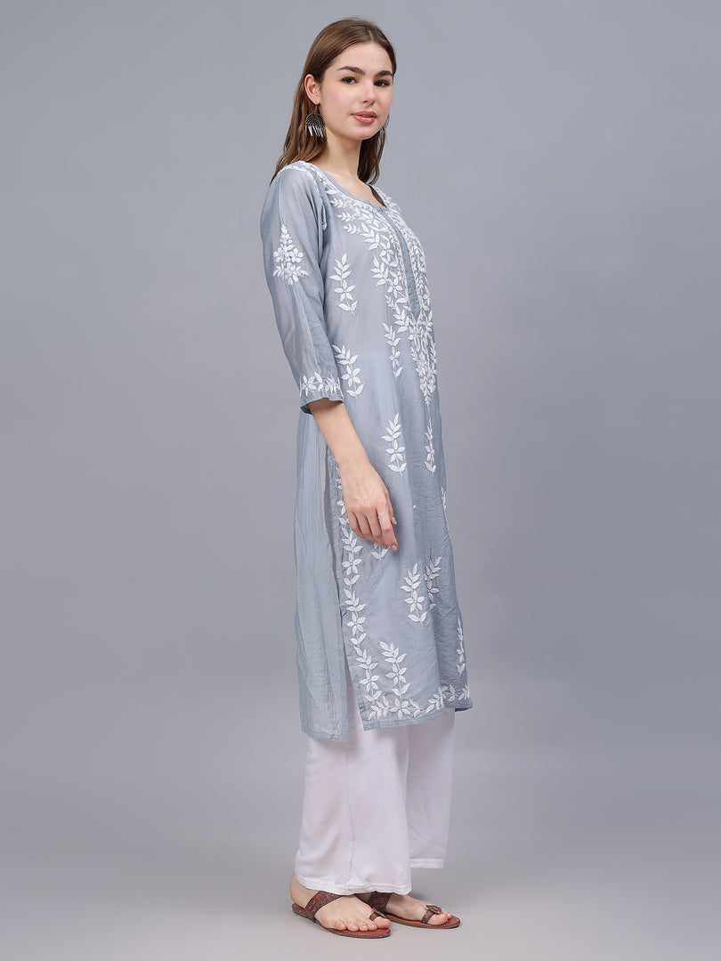 Seva Chikan Hand Embroidered Chanderi Lucknowi Chikankari Kurta