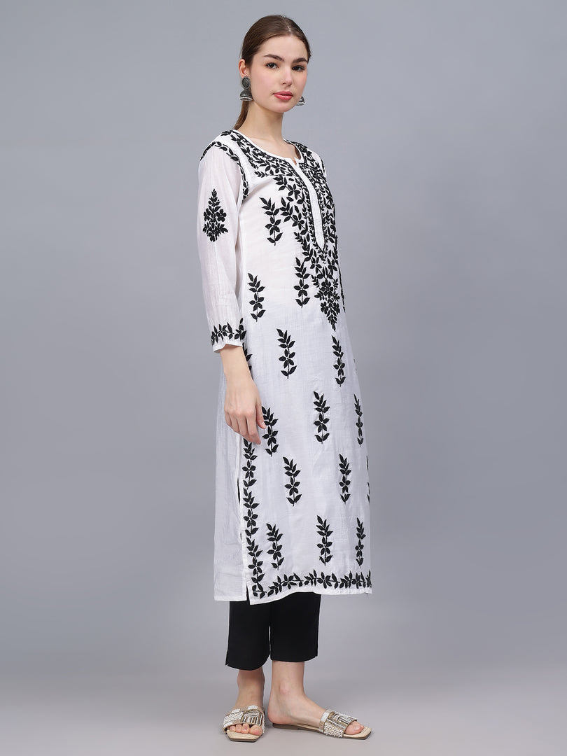 Seva Chikan Hand Embroidered Chanderi Lucknowi Chikankari Kurta