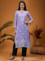 Load image into Gallery viewer, Seva Chikan Hand Embroidered Georgette Lucknowi Chikankari Kurta With Inner
