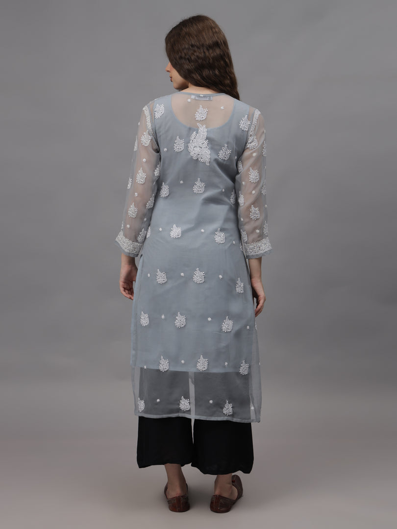 Seva Chikan Hand Embroidered Georgette Lucknowi Chikankari Kurta With Inner