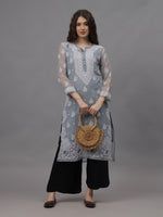 Load image into Gallery viewer, Seva Chikan Hand Embroidered Georgette Lucknowi Chikankari Kurta With Inner
