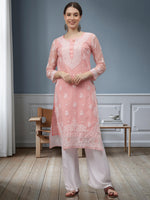 Load image into Gallery viewer, Seva Chikan Hand Embroidered Georgette Lucknowi Chikankari Kurta With Inner
