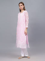 Load image into Gallery viewer, Seva Chikan Hand Embroidered Georgette Lucknowi Chikankari Kurta With Inner
