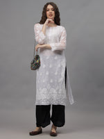 Load image into Gallery viewer, Seva Chikan Hand Embroidered Georgette Lucknowi Chikankari Kurta With Inner
