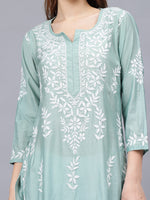 Load image into Gallery viewer, Seva Chikan Hand Embroidered Chanderi Lucknowi Chikankari Kurta
