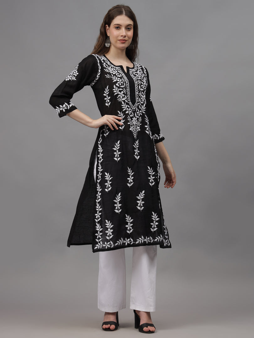 Seva Chikan Hand Embroidered Chanderi Lucknowi Chikankari Kurta