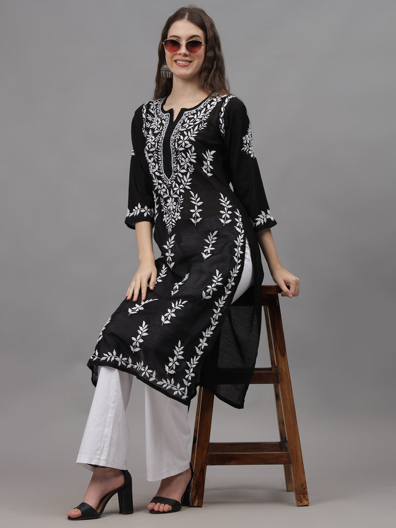 Seva Chikan Hand Embroidered Chanderi Lucknowi Chikankari Kurta