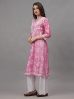 Load image into Gallery viewer, Seva Chikan Hand Embroidered Chanderi Lucknowi Chikankari Kurta
