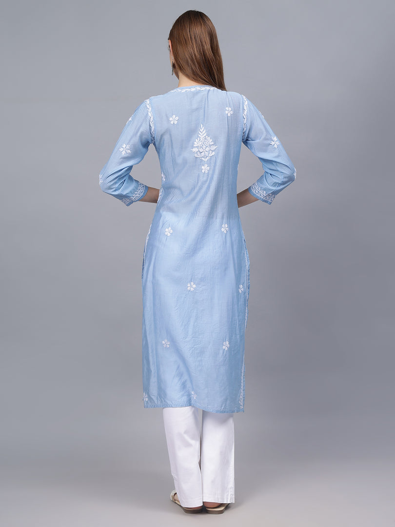 Seva Chikan Hand Embroidered Chanderi Lucknowi Chikankari Kurta