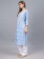 Load image into Gallery viewer, Seva Chikan Hand Embroidered Chanderi Lucknowi Chikankari Kurta
