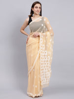 Load image into Gallery viewer, Seva Chikan Hand Embroidered Lucknowi Chikankari Beige Georgette Saree- SCL6019
