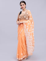 Load image into Gallery viewer, Seva Chikan Hand Embroidered Lucknowi Chikankari Neon Orange Georgette Saree- SCL6020