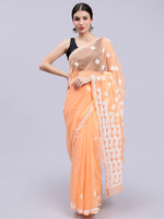 Load image into Gallery viewer, Seva Chikan Hand Embroidered Lucknowi Chikankari Neon Orange Georgette Saree- SCL6020
