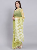 Load image into Gallery viewer, Seva Chikan Hand Embroidered Lucknowi Chikankari Green Georgette Saree- SCL6022