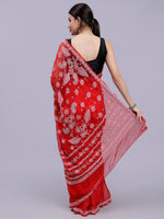 Load image into Gallery viewer, Seva Chikan Hand Embroidered Red Georgette Lucknowi Chikankari Saree- SCL6036
