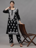 Load image into Gallery viewer, Seva Chikan Hand Embroidered Rayon Lucknowi Chikankari Kurta Set
