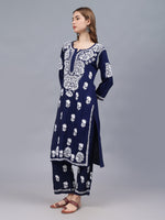 Load image into Gallery viewer, Seva Chikan Hand Embroidered Rayon Lucknowi Chikankari Kurta Set
