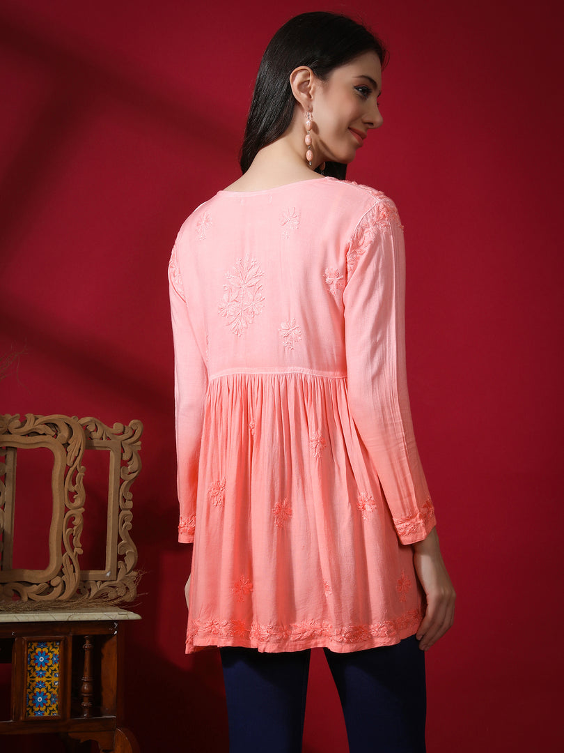 Seva Chikan Hand Embroidered Rayon Lucknowi Chikan Top