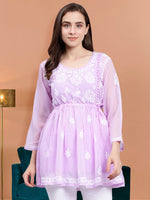 Load image into Gallery viewer, Seva Chikan Hand Embroidered Georgette Lucknowi Chikankari Top With Slip